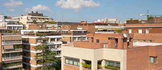Panoramic view of several blocks of flats