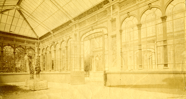 The inside of the Hivernacle by Josep Amargós i Samaranch, before the inauguration of the Universal Exposition of 1888. Pau Audouard Deglaire. Photographic Archive of Barcelona 